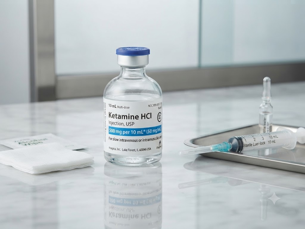 Ketamine 100 mg per mL injection vial prescription anesthetic medication