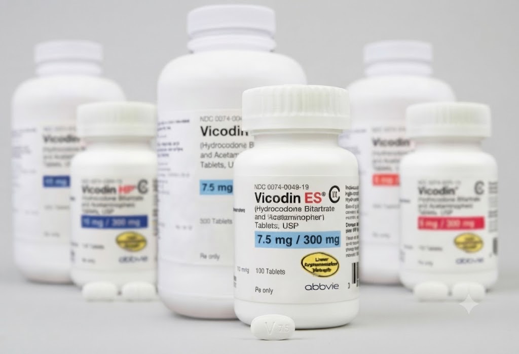 Vicodin 10 mg 300 mg hydrocodone acetaminophen prescription tablets packaging